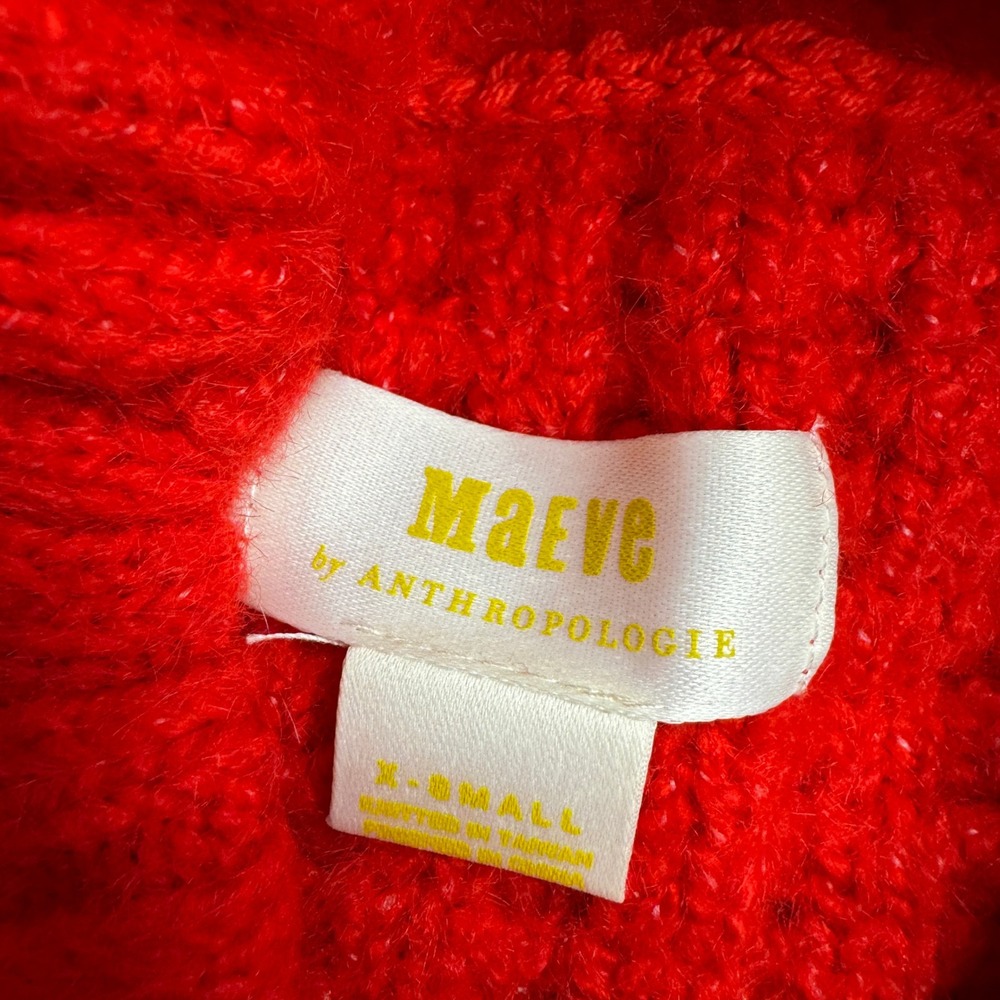 Maeve Anthropologie Sweater Womens XS Red Ribbed‎ Cowl Neck OB1566252 - Picture 6 of 11